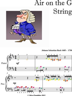 cover image of Air on the G String Elementary Beginner Piano Sheet Music with Colored Notes